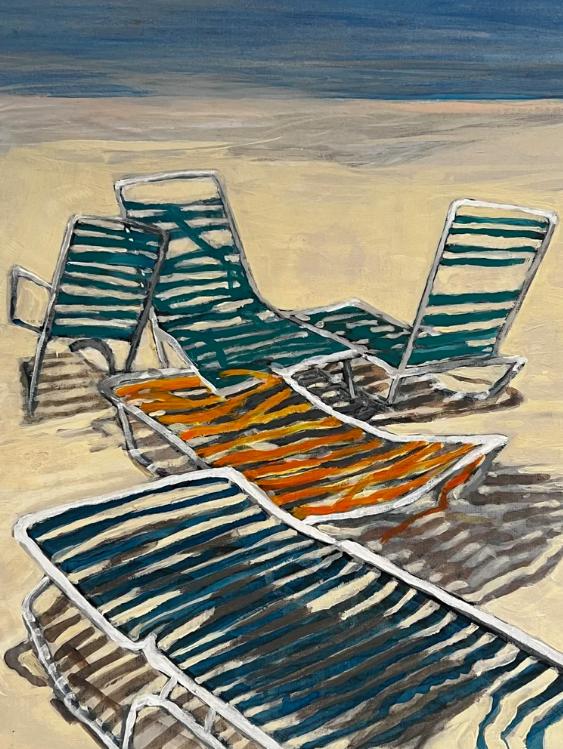 Trinita Logue,
Broke Chairs with Orange,
Acrylic