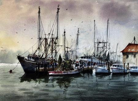 Chris Flagg, 
Working Waterfront
Mayport, Florida, 
Watercolor