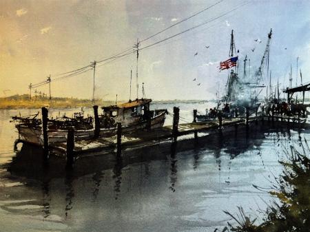 Chris Flagg, 
Darien Docks, Georgia, 
Watercolor